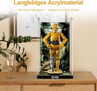 cooldac Akril Vitrin LEGO Star Wars 75398 C3PO Készlethez - Átlátszó Porvédő Kiállító Doboz HD Háttérrel - Építőkészlet Nélkül 6