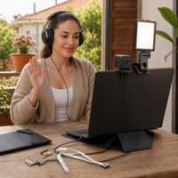 Webkamera fókuszcsomag: ThinkPad-kábel + gyűrűlámpa + FHD kamera + mikrofonos fejhallgató + állványtáska 1