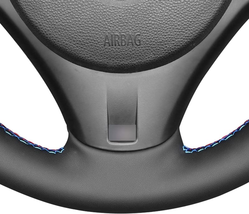 Husă volan MEWANT din piele ecologică neagră/velur, antiderapantă, personalizabilă, pentru modelele BMW E90 320i 325i 330i 335i E87 120i 130i 120d