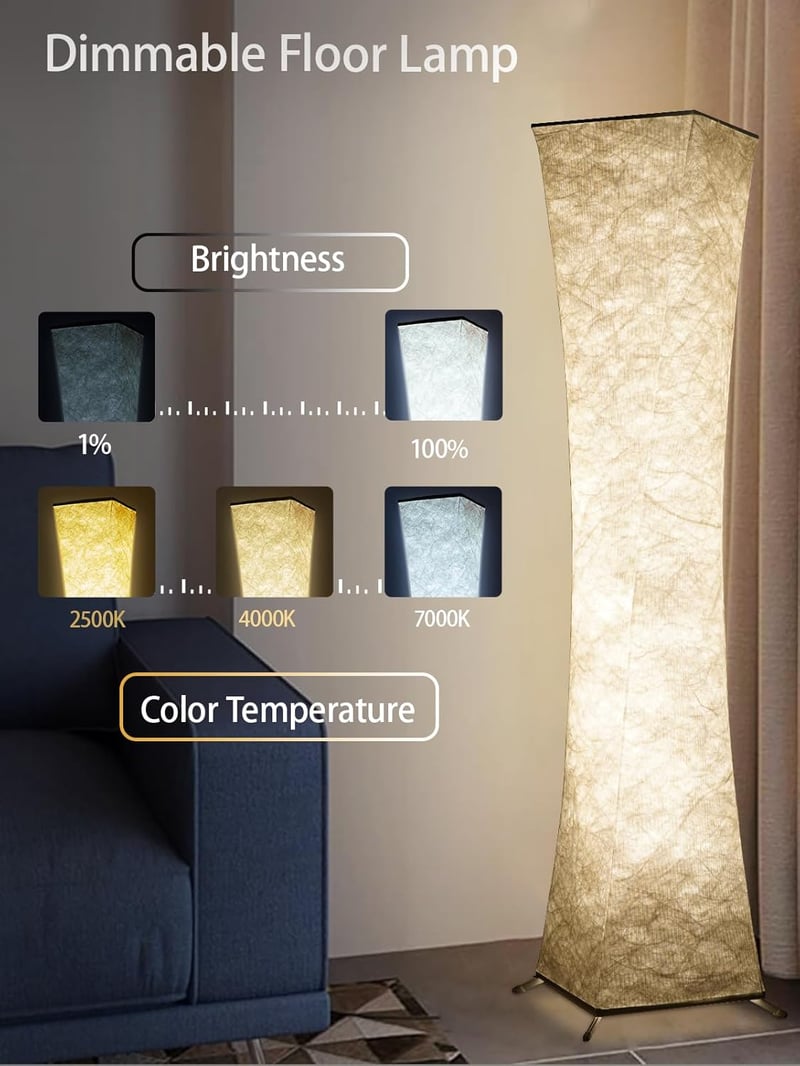 Amdelne RGB Állólámpa - Tyvek Anyagú Okos Lámpa Távirányítóval és App Vezérléssel, Zenére Szinkronizálható, Színváltós, Időzíthető, 18W, 180