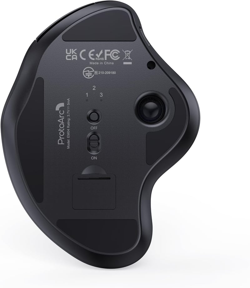 ProtoArc EM04 ergonomikus vezeték nélküli trackball egér, Bluetooth és 2.4GHz, újratölthető
