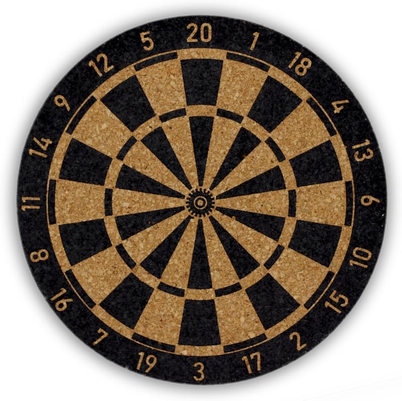 Bull's-Eye Darts Parafa Poháralátét Szett 6 db - Dartábla Mintás Üveg- és Bögrealátét