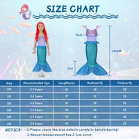 AOOWU Sellő jelmez lányoknak - 4 részes szett lila koronával, 140 cm 3