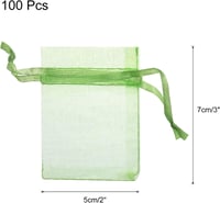 Sourcing Map 100db Világoszöld Organza Ajándékzsák 5x7cm Esküvőre, Partira 2