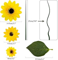 N&T NIETING Selyem Napraforgó Művirág Csomag - 20 db Élethű Sárga Virág Esküvői Dekorációhoz, Asztaldíszhez, Lakásdekorációhoz, Őszi Díszíté 6