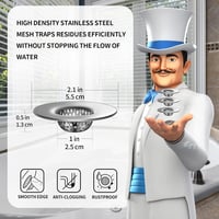 MR.SIGA 3 db Rozsdamentes Acél Lefolyószűrő - Hajfogó Szűrő Fürdőkádhoz, Mosdóhoz, Zuhanyzóhoz - 5,5 cm Átmérőjű Ezüst Lefolyóvédő 2