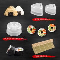 SKYSER Sushi Készlet 20 Részes Kezdőknek Sushi Készítő Szett Tekerő Szőnyeg Pálcikák Fekete 4