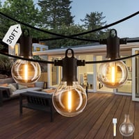 ZOTOYI LED Fényfüzér 9m IP65 Vízálló 11 Törhetetlen Műanyag Izzóval, Beltéri-Kültéri Használatra, Meleg Fehér Fény, Vintage Stílus, Szabályo 1