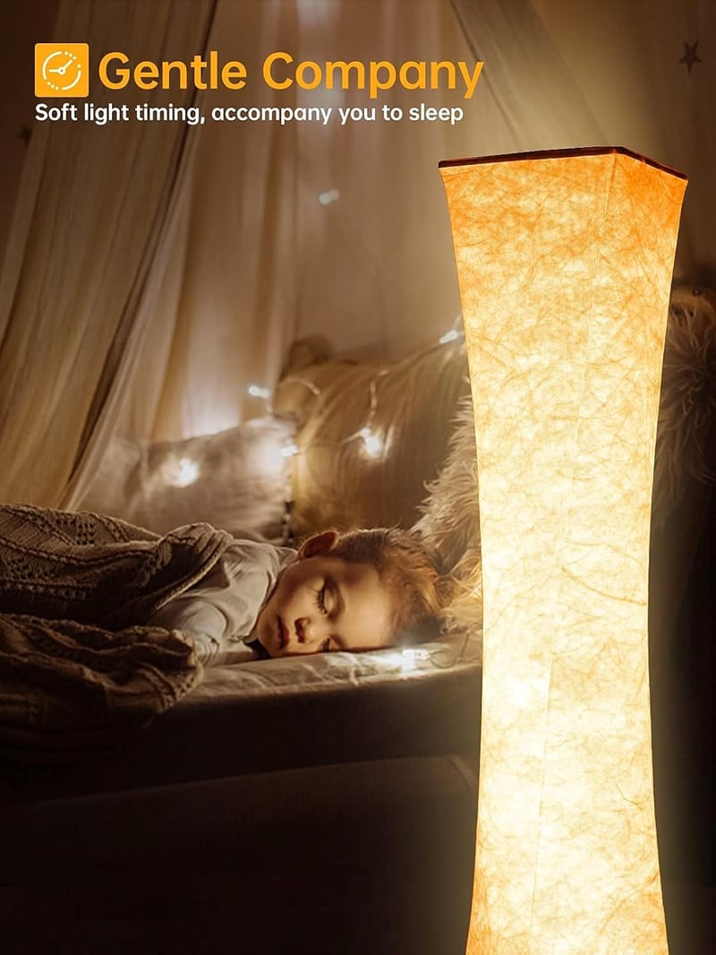 Amdelne RGB Állólámpa - Tyvek Anyagú Okos Lámpa Távirányítóval és App Vezérléssel, Zenére Szinkronizálható, Színváltós, Időzíthető, 18W, 180