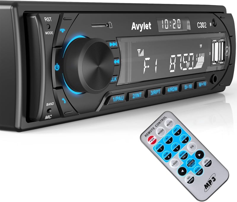 Avylet 1 DIN autórádió Bluetooth kihangosítóval, 7 színű FM/AM, 2 USB, AUX, SD