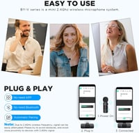 BOYA BY-V10 USB-C vezeték nélküli mini csíptetős mikrofon Android/iPhone15/laptop-hoz 4