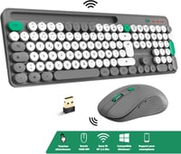 AD ADVANCE PEP'S Vezeték Nélküli Billentyűzet és Egér Szett - Kerek Gombokkal, Csendes Működéssel, 2.4GHz Kapcsolattal, Számgombokkal és Tel 3