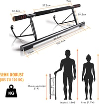 High Pulse Ajtófélfára Akasztható Húzódzkodó Rúd - Többfunkciós Edzőeszköz Karabinerekkel, Fúrás Nélkül, Edzésposzterrel, Fekete-Narancs 3
