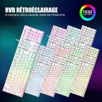 RedThunder K10 Gamer Billentyűzet és Egér Szett, Francia AZERTY + Csuklótámasz, RGB Háttérvilágítás, 7200 DPI Ergonomikus Egér, Fehér 3