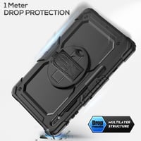 SEYMAC Samsung Galaxy Tab S7 FE/S8 Plus/S7 Plus 12,4" Védőtok Beépített Képernyővédővel, 360° Forgatható Állvánnyal, Kéz- és Vállpánttal, To 6