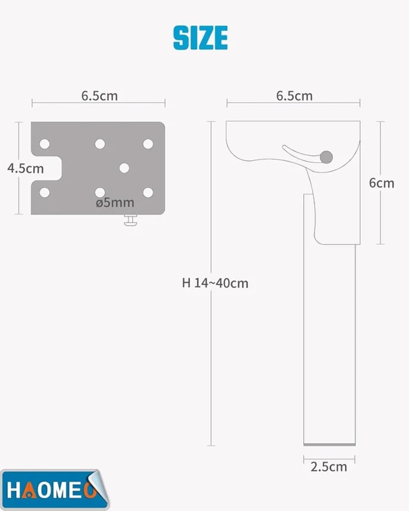 HAOMEO 2db összecsukható asztalláb, négyzet, fekete, 40cm magasság