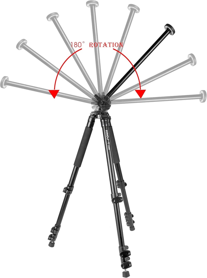 KINGJOY F1008R Professzionális Állvány - Forgatható és Dönthető Középoszlop Étel- és Termékfotózáshoz - Fekete Tripod Fotósoknak