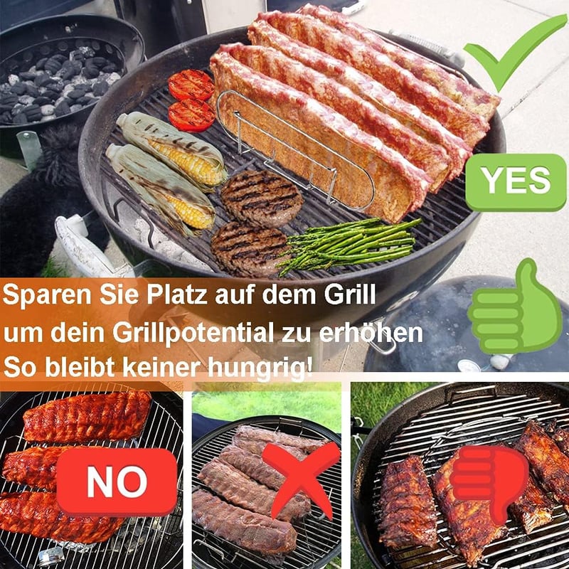 Weber Spareribs tartó grillrács - 5 oldalas bordatartó és sütőállvány rozsdamentes acélból