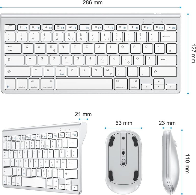 OMOTON Bluetooth Billentyűzet Mac-hez, Olasz Kiosztás, Numerikus Billentyűzet, MacBook Air/Pro/iMac Kompatibilis, Fehér
