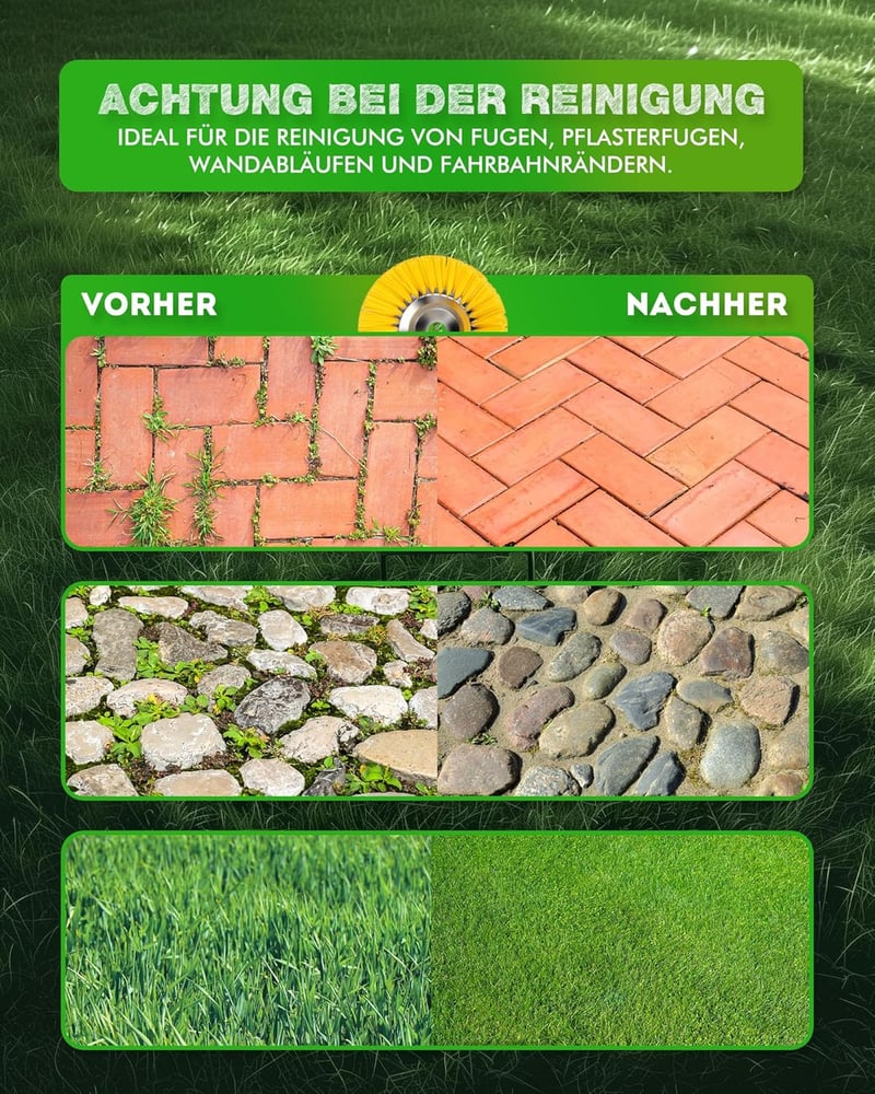 LADAMI Gyomkefe 200 mm x 25,4 mm - Univerzális Nylon Sörtés Fűkasza Kiegészítő Benzines és Elektromos Gépekhez, Gyom és Moha Eltávolításhoz