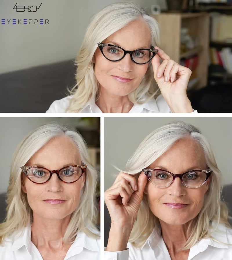 Eyekepper Női Vintage Macskaszem Olvasószemüveg 3db - Fekete, Teknős, Lila (0,75)