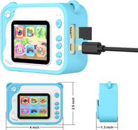 Ukuu 2,4" Gyerek Polaroid Kamera, 32GB, Nyomtatópapírral, Kék - Karácsonyi Ajándék 8