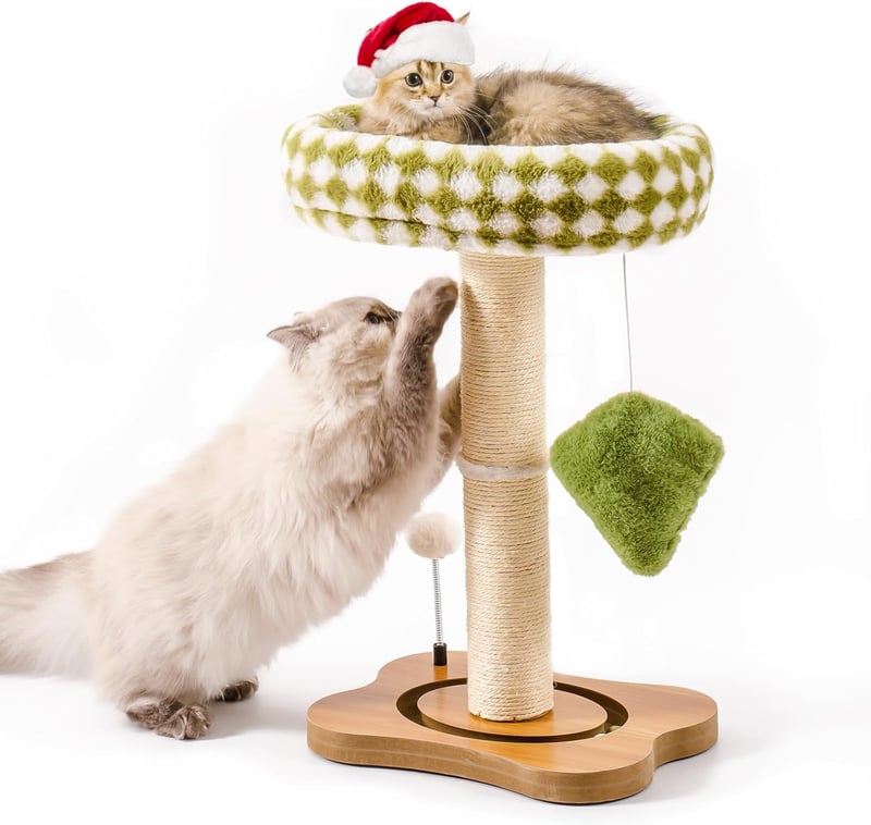 MEWOOFUN Macska Kaparófa 64 cm - Plüss Pihenőhellyel, Természetes Szizál Borítással, Játék Labdával