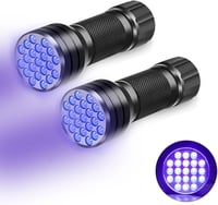 CAM2 Mini UV Fekete Fény Zseblámpa 2db, 21 LED-es Ultraibolya Lámpa 395nm, Kisállat Vizelet Detektor, Geocaching, Pénzvizsgáló (Elem Nélkül) 1