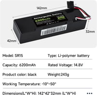 Mspalocell 6200 mAh 14.8V Pótakkumulátor Xiaomi Mop, Mop 2s, Mop Pro Robotporszívóhoz - Lítium-ion Csere Akku STYTJ02YM 13