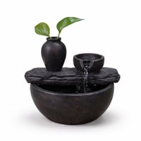 Zen Light Silice unutarnja stolna fontana s vazom i LED svjetlom u boji, kesten, 19x21x17 cm, nepotpuno (nedostaje rotirajući dio (stanje: vidi 2. sliku) 1