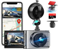 Jansite 4K WiFi Autós Fedélzeti Kamera Első-Hátsó Kamerával, GPS, 64GB SD Kártya, 170° Látószög, Éjjellátó, WDR, Parkolási Mód, Type-C 1