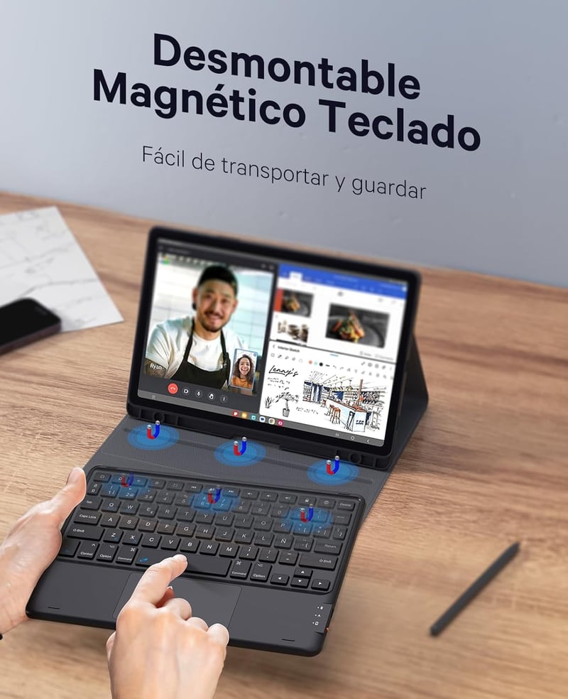 Samsung Galaxy Tab S9 11" mágneses billentyűzet, érintőpaddal és S-Pen tartóval - Earto, fekete