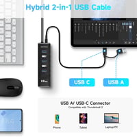 RSHTECH 8 portos USB 3.2 Hub SD/TF kártyaolvasóval, tápegységgel 5