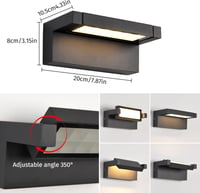 KUKAK Kültéri-Beltéri LED Fali Lámpa 22W - IP65 Vízálló, 3000K Meleg Fehér, 350° Forgatható Panel, Alumínium, Fekete, Kerthez, Teraszhoz 3