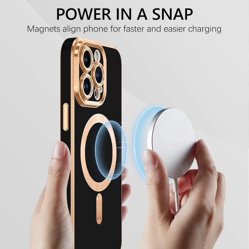 Apple iPhone 14 Pro Max MagSafe Mágneses Tok Fekete-Rosegold