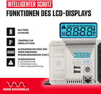 Energizer EPE1100 Tiszta Szinusz Inverter 1100W/2200W - 12V-230V Autós Áramátalakító, 2 USB Port, LCD Kijelző, Túlfeszültség Védelem 3