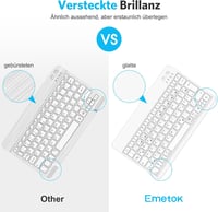 Emetok Német QWERTZ Bluetooth Billentyűzet iPad/iPhone/Samsung/Android Készülékekhez - Ultravékony, Újratölthető, Vezeték Nélküli, Fehér 5