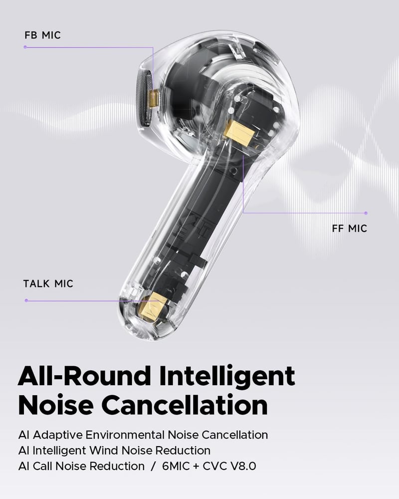 SoundPEATS Air5 Bluetooth Fülhallgató, Hi-Res/aptX Adaptive Veszteségmentes Hang, 13mm Meghajtó, 30 Órás Üzemidő, Adaptív Zajszűrés, Fekete