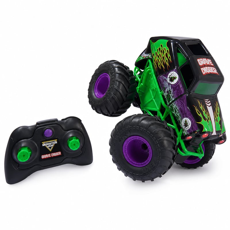 Monster Jam Smash 'n Bash Grave Digger távirányítós Monster Truck - Összetörik és — töltőkábel nélkül (állapot: lásd a 2. képet)