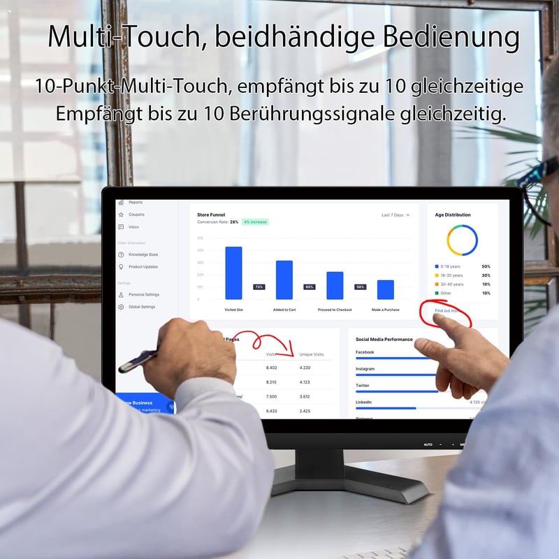Pisichen 21,5" Érintőképernyős Monitor - Full HD 1920x1080 Felbontás, 10-Pontos Multi-Touch, HDMI/VGA Csatlakozás, Beépített Hangszórók, Sze