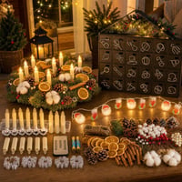 Adventi kuckóvarázs: 20 db LED-gyertya + 206 db koszorúdísz + időzítős fényfüzér + 24 db drótpuzzle 1