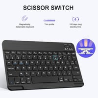 SENGBIRCH Bluetooth Billentyűzet iPad Air 5/4 és iPad Pro 11 Tablethez - Levehető, Védőtokkal, Francia Kiosztással, Pencil Tartóval, Fekete 2