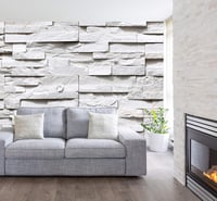 murimage 3D Kőfal Fototapéta 274x254 cm - Fehér Papír Faldekoráció Ragasztóval, Nappali és Hálószoba Díszítéshez, made in Germany 8
