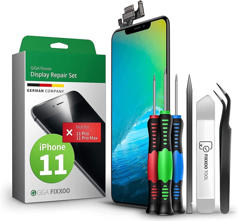 GIGA Fixxoo iPhone 11 Retina LCD Kijelző Cserecsomag - Érintőképernyős Üveg Szerszámkészlettel - Egyszerű Kijelzőjavítás Otthon