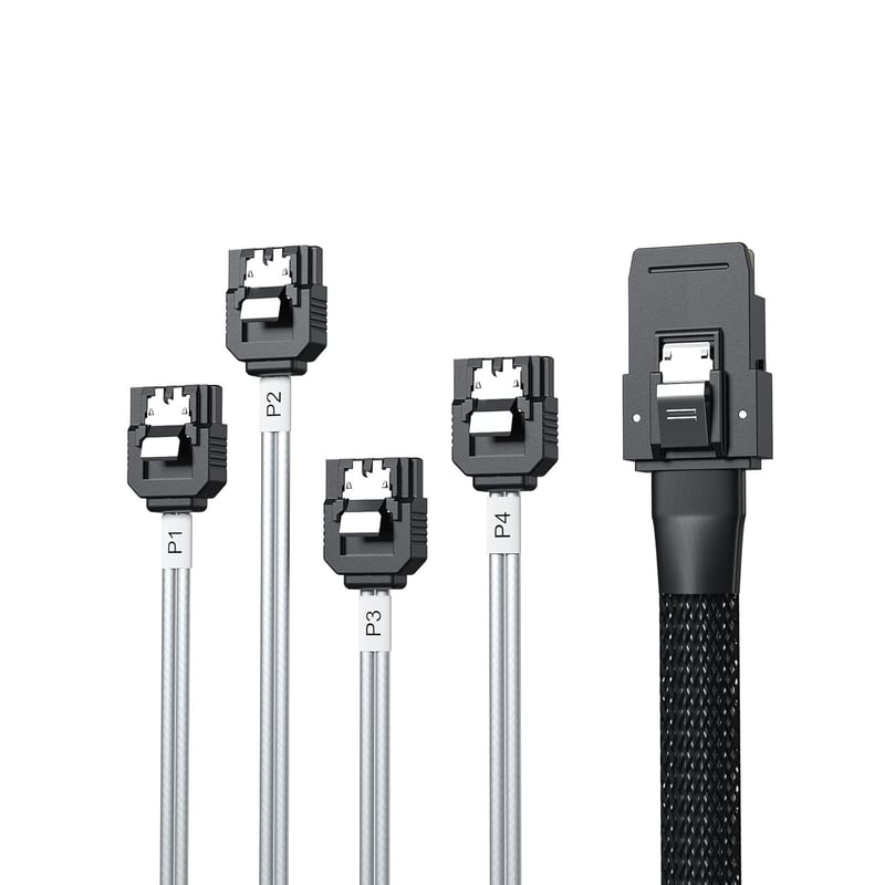 Mini SAS - 4x SATA átalakító kábel, 6G, 0,5m, SFF-8087 - adattároló összekötő