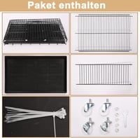 ybaymy Összecsukható Macskaketrec 4 Szintes - 90x55x125 cm Fém Ketrec 1-3 Macskának, 360° Forgatható Kerekekkel, Rámpával, Bel- és Kültéri 5