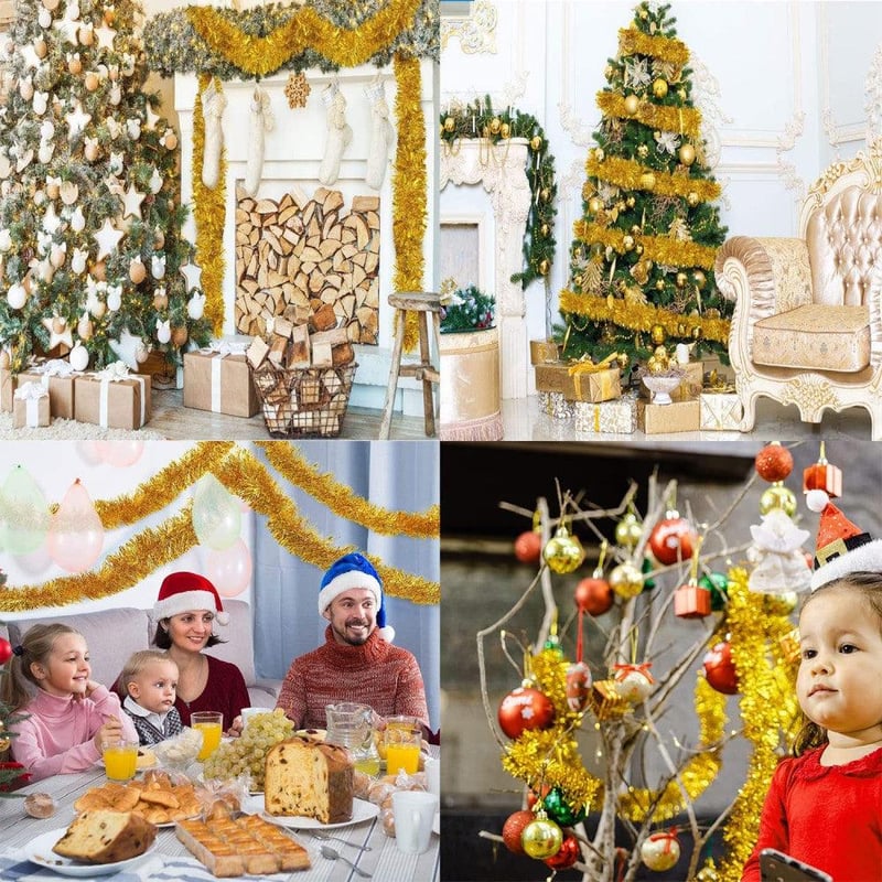 OUQIWEN 6db Fényes Karácsonyi Lametta Girland Karácsonyfa Díszítéshez