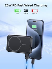 NEWDERY 10000mAh vezeték nélküli powerbank Apple Watch és iPhone készülékekhez, gyorstöltéssel - fekete 2