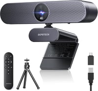 DEPSTECH DW50 Pro 4K Ultra HD Webkamera Mikrofonnal, 3x Zoom, Sony Szenzor, Zajszűrő Kettős Mikrofon, Távirányító, Autofókusz PC, Laptop, Ma 1