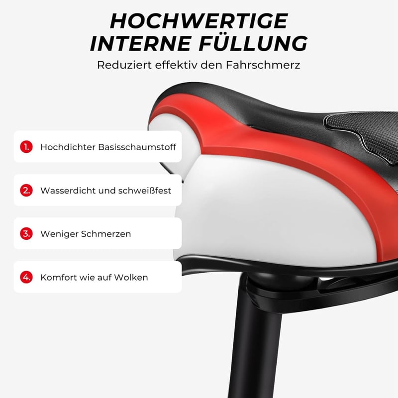 YOUNGDO ergonomikus gél kerékpár nyereg, lélegző férfi női bicikli nyereg - red